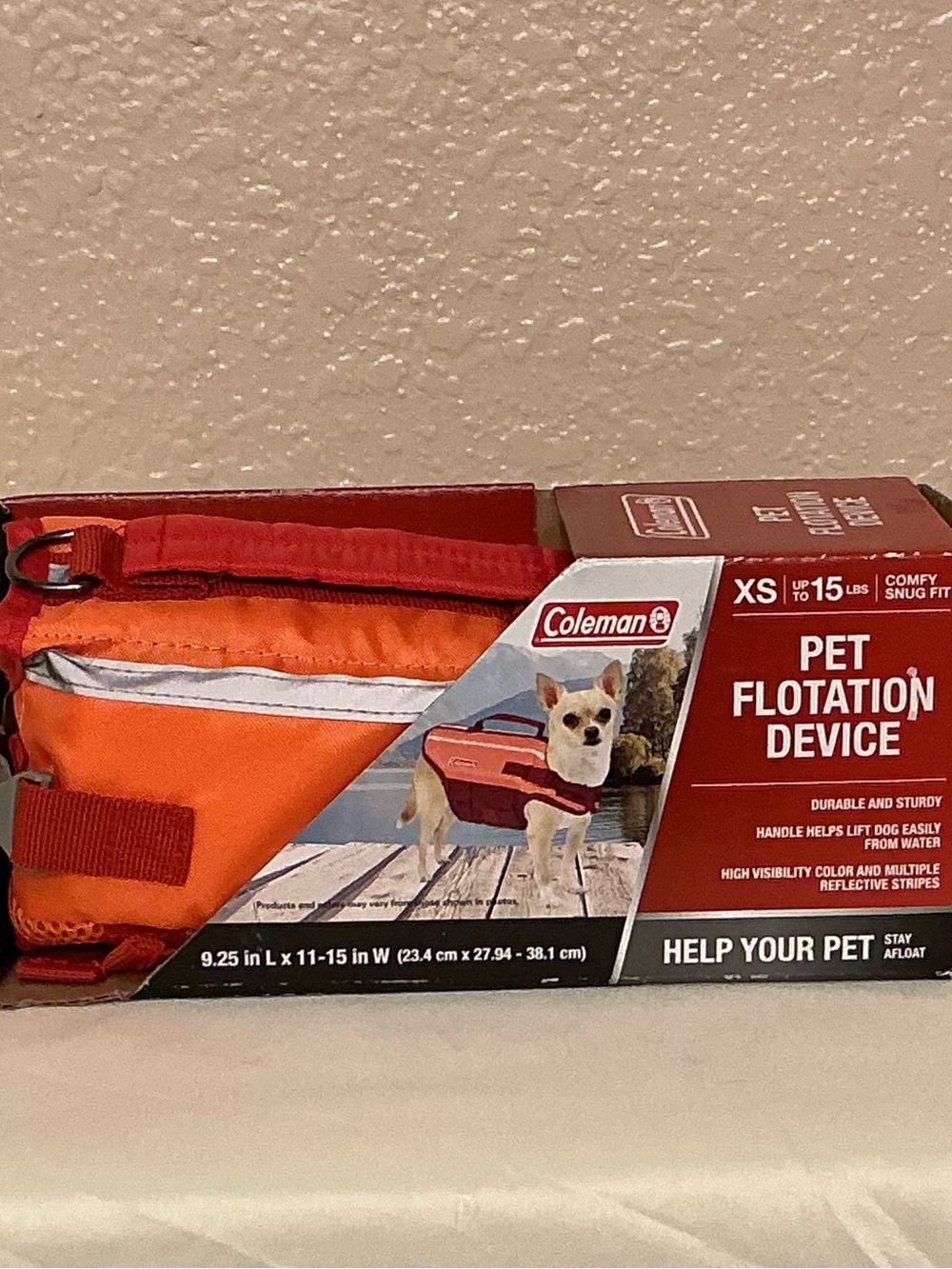 Coleman XS Pet Flotation Device in Orange with Red Trim